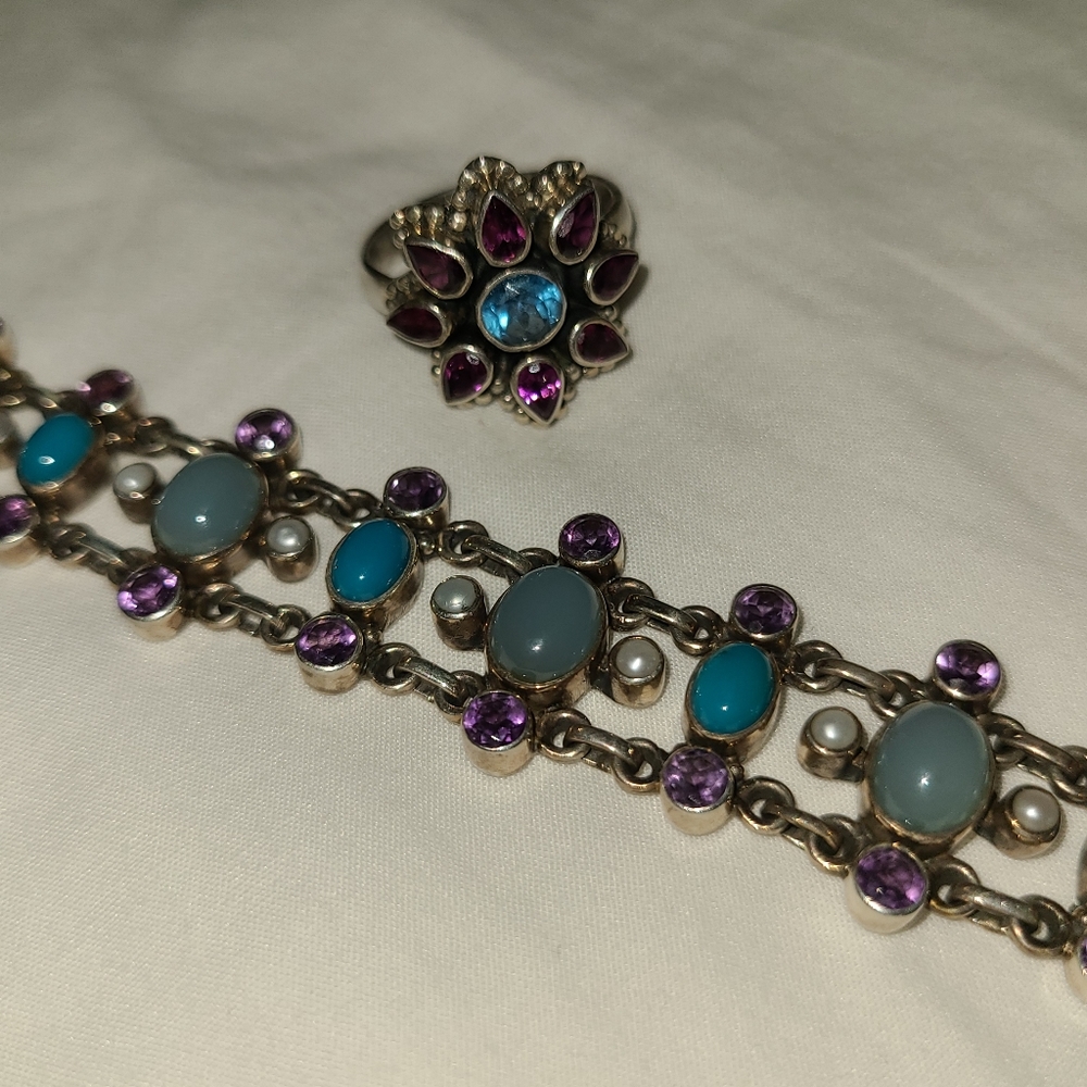 Nicky Butler gemstone ring and bracelet set